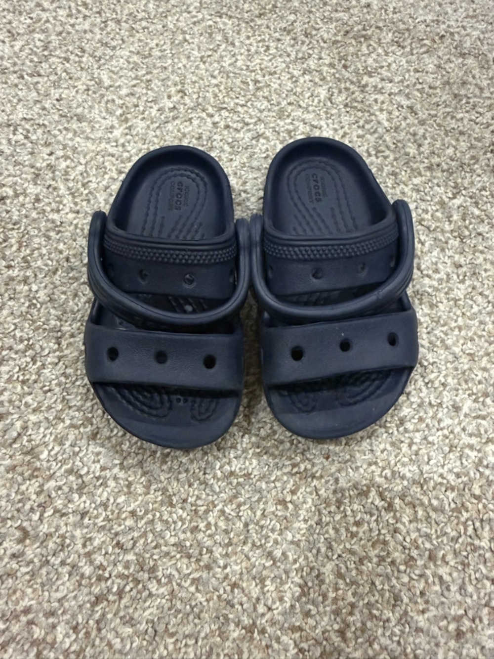 CROCS Kids Navy Double-Strap Slide Sandals